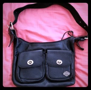 Black leather Harley Davidson purse